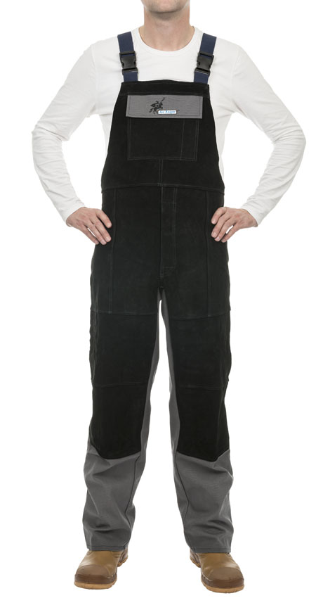 38-4340 Arc Knight™ pantaloni de sudură cu bretele, bumbac ignifug 520 gr./m2 cu întărituri din piele șpalt bovină