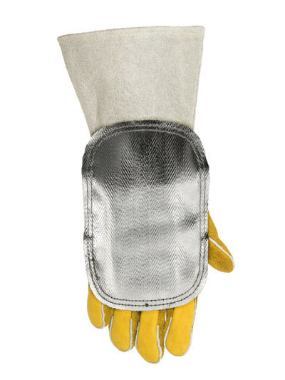 44-3006LB, 44-3006LB/PR (=pair) Protecţie aluminizată pentru mâna la căldură ridicată, partea dorsală din piele